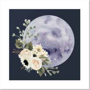 Floral Full Moon Posters and Art